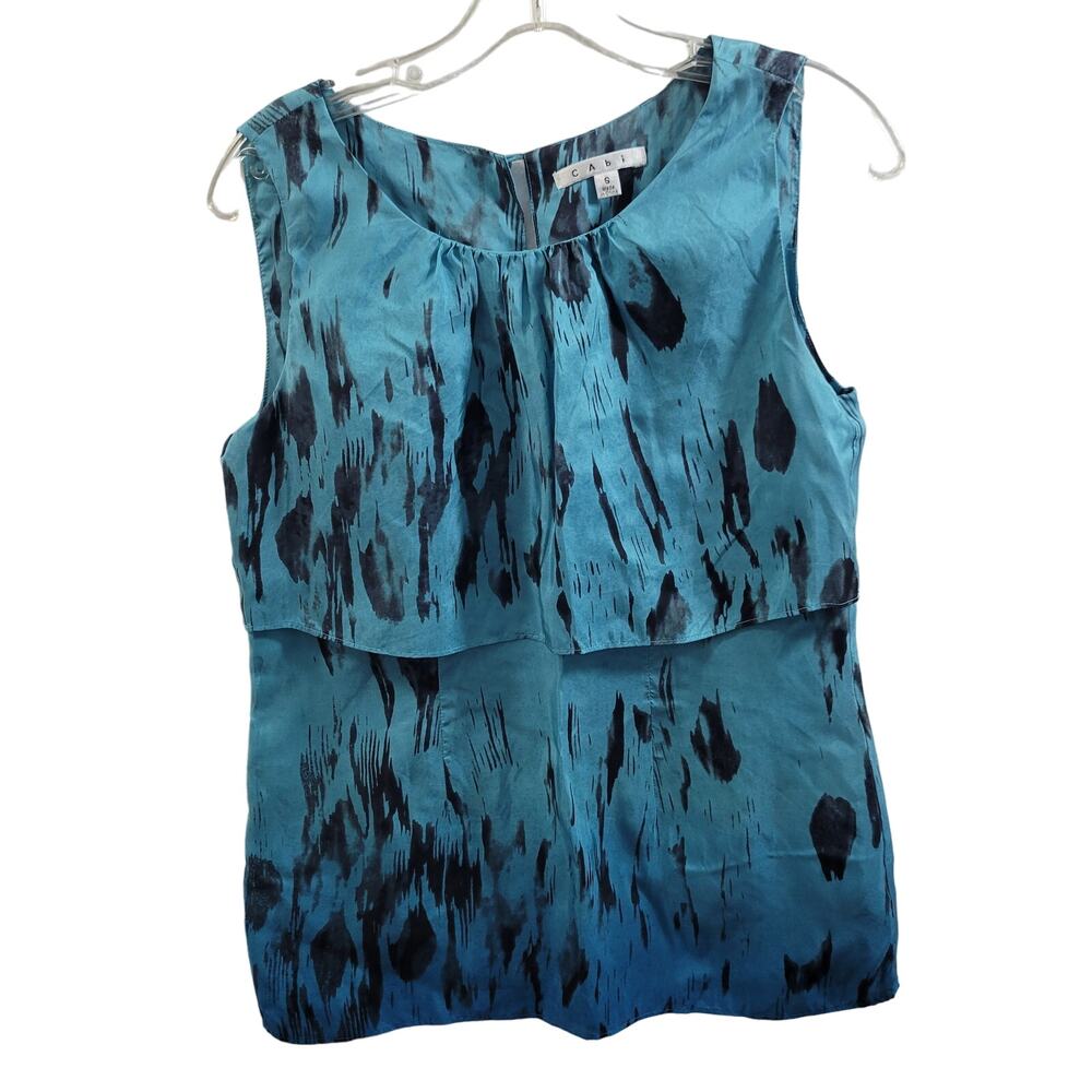 Cabi Serene Ombre Tiered 100% Silk Tank Blouse Size S  62724-0835